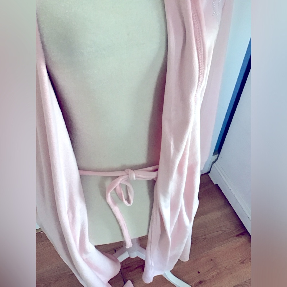 Juicy Couture Soft Light Pink Velour Robe with Rhinestones Size L/XL New w/ Tags - Picture 3 of 7